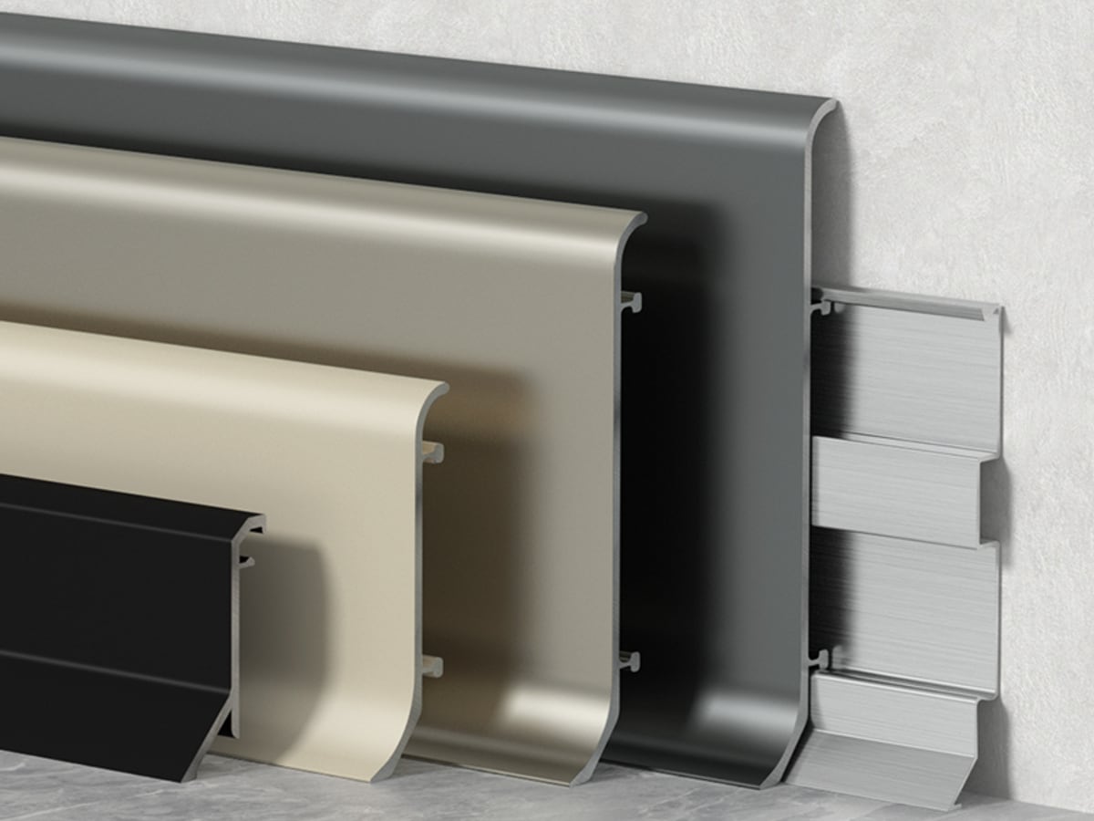 Morandi colour aluminium skirting in a modern interior