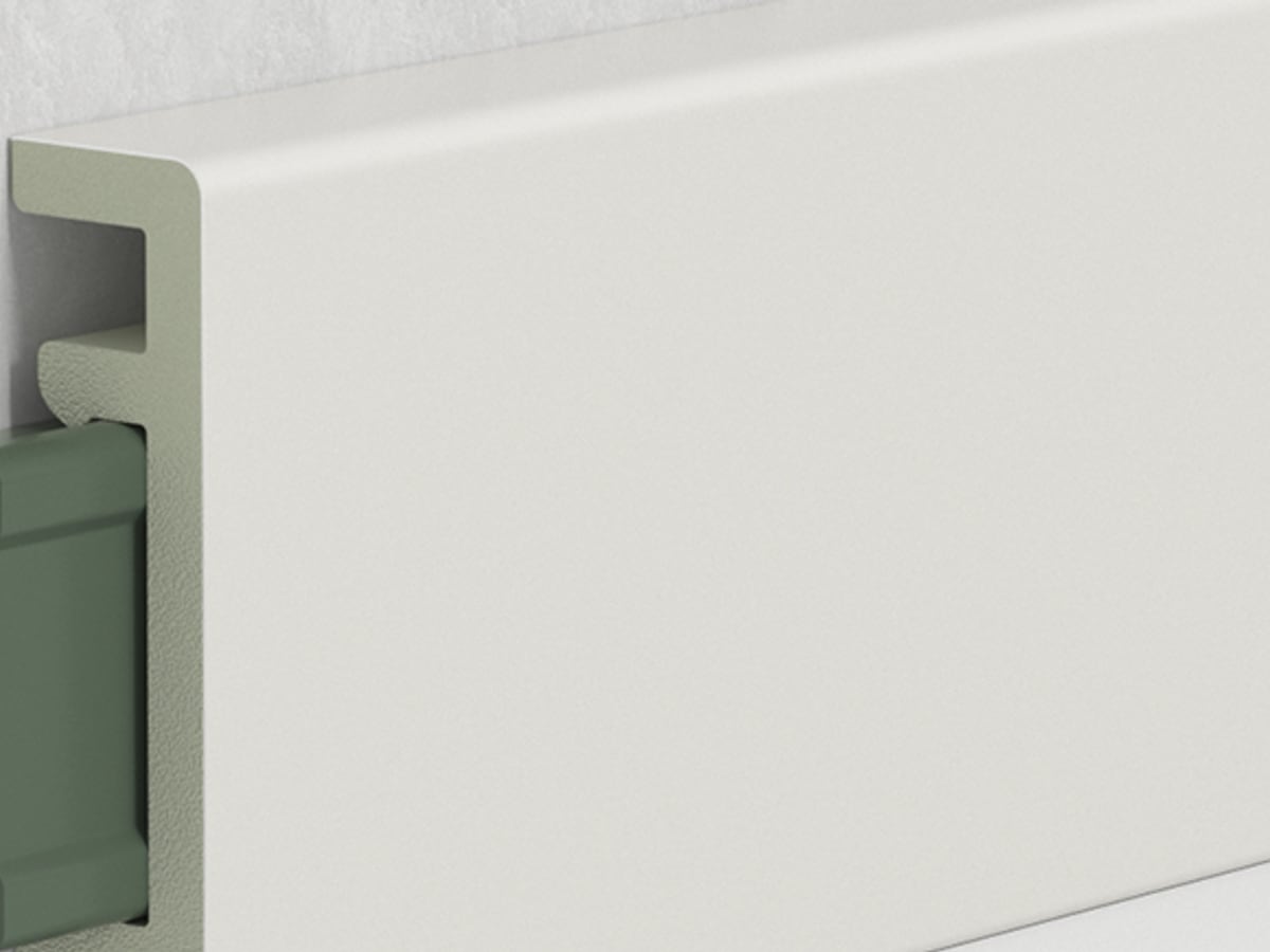 WPC skirting profile with concealed wall clip
